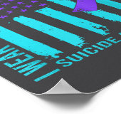Teal Purple Ribbon Suicide Awareness Flag Freind B ポスター (角)