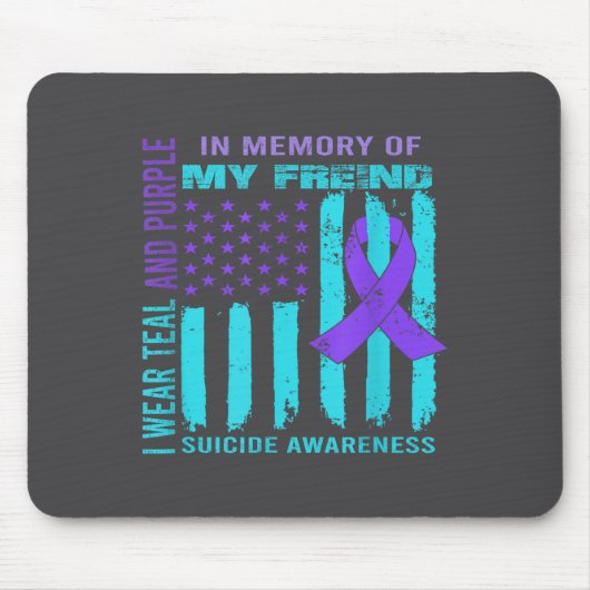 Teal Purple Ribbon Suicide Awareness Flag Freind B マウスパッド (正面)