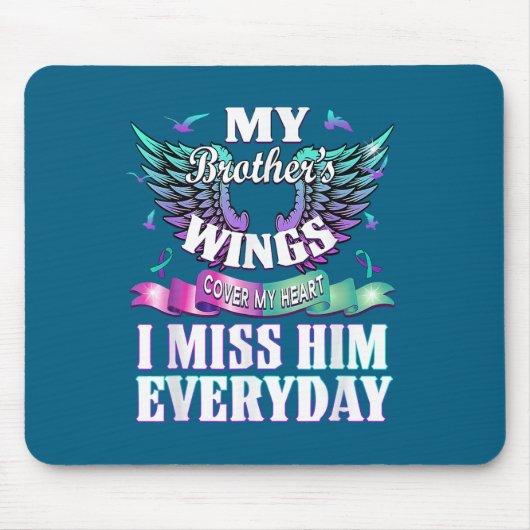 Teal Purple Ribbon Suicide Awareness Flag I Miss M マウスパッド (正面)