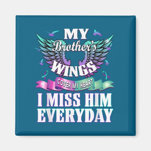 Teal Purple Ribbon Suicide Awareness Flag I Miss M マグネット (正面)