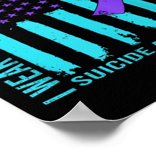 Teal Purple Ribbon Suicide Awareness Flag Student  ポスター (角)