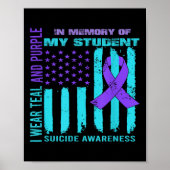 Teal Purple Ribbon Suicide Awareness Flag Student  ポスター (正面)