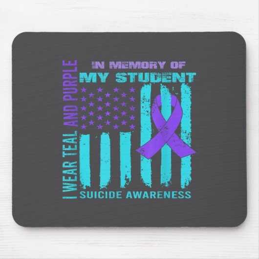 Teal Purple Ribbon Suicide Awareness Flag Student マウスパッド (正面)