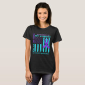 Teal Purple Ribbon Suicide Awareness Flag Student  Tシャツ (正面フル)