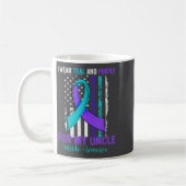 Teal Purple Ribbon Suicide Awareness Flag Uncle  コーヒーマグカップ (左)