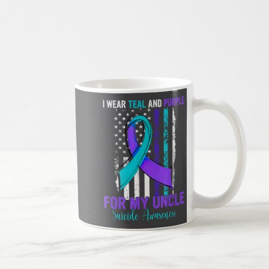 Teal Purple Ribbon Suicide Awareness Flag Uncle  コーヒーマグカップ (右)