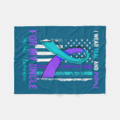Teal Purple Ribbon Suicide Awareness Flag Uncle  フリースブランケット (正面(横))