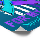 Teal Purple Ribbon Suicide Awareness Flag Uncle  ポスター (角)