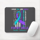 Teal Purple Ribbon Suicide Awareness Flag Uncle  マウスパッド (マウス)