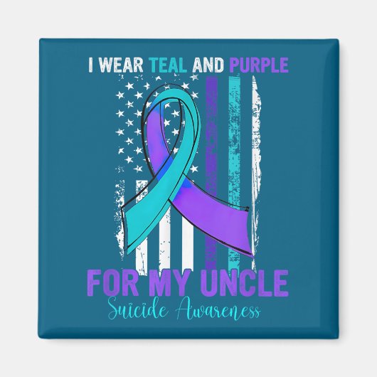 Teal Purple Ribbon Suicide Awareness Flag Uncle  マグネット (正面)