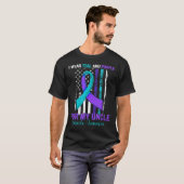 Teal Purple Ribbon Suicide Awareness Flag Uncle  Tシャツ (正面フル)