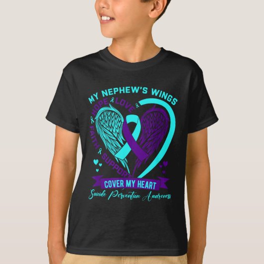 Teal Purple Suicide Prevention Awareness Nephew He Tシャツ (正面)