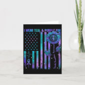 Teal Purple Us Usa Flag Suicide Prevention Awarene カード (正面)