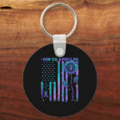 Teal Purple Us Usa Flag Suicide Prevention Awarene キーホルダー (正面)