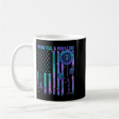 Teal Purple Us Usa Flag Suicide Prevention Awarene コーヒーマグカップ (左)