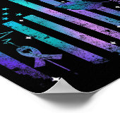 Teal Purple Us Usa Flag Suicide Prevention Awarene ポスター (角)