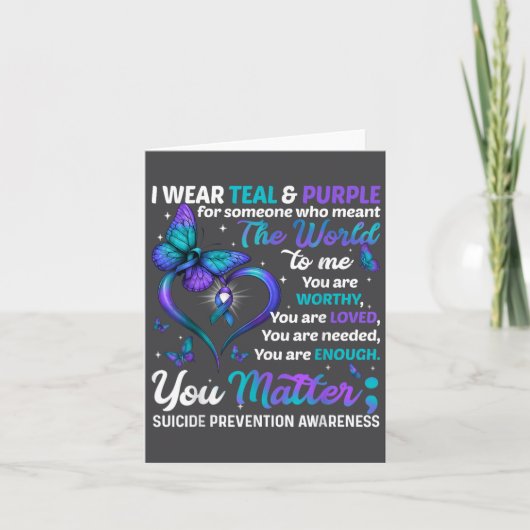 Teal Purple You Suicide Prevention Awareness Month カード (正面)