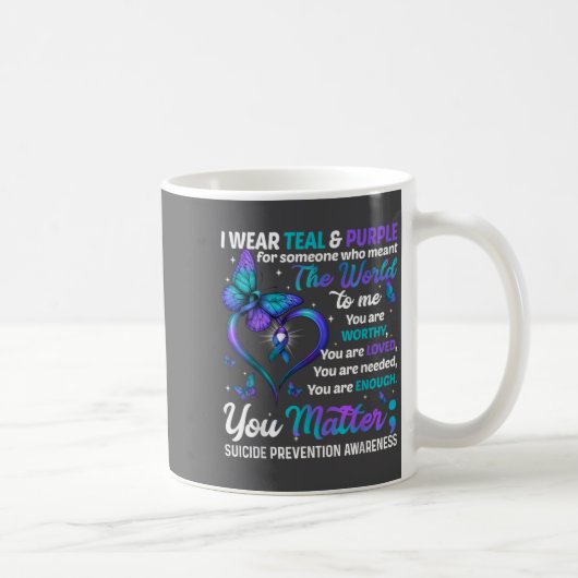 Teal Purple You Suicide Prevention Awareness Month コーヒーマグカップ (右)