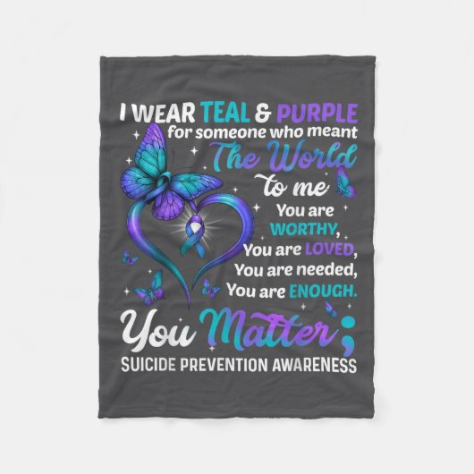 Teal Purple You Suicide Prevention Awareness Month フリースブランケット (正面)