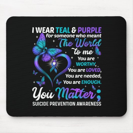 Teal Purple You Suicide Prevention Awareness Month マウスパッド (正面)