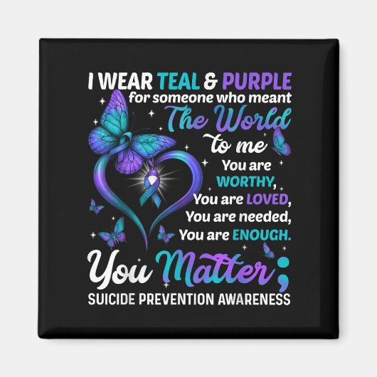 Teal Purple You Suicide Prevention Awareness Month マグネット (正面)
