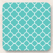 Teal Quatrefoil Pattern コースター (正面)