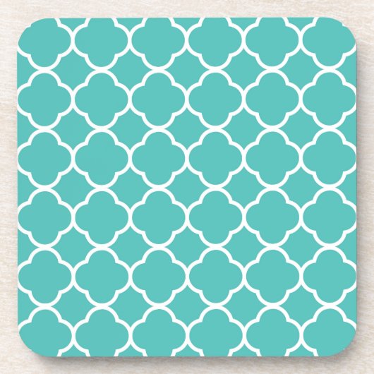 Teal Quatrefoil Pattern コースター (正面)