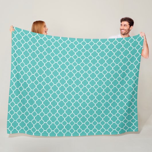 Teal Quatrefoil Pattern フリースブランケット (インサイチュ)
