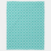 Teal Quatrefoil Pattern フリースブランケット (正面)