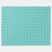 Teal Quatrefoil Pattern フリースブランケット (正面(横))