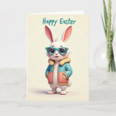 Teal Rabbit Easter Card カード (正面)