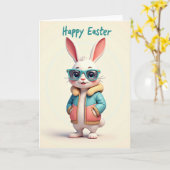 Teal Rabbit Easter Card カード (黄色い花)