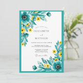 Teal Radiant Meadow Wedding 招待状 (スタンド正面)