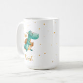 Teal Reading Dragon Mug – Personalized Boys’ Name コーヒーマグカップ (正面左)
