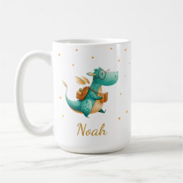 Teal Reading Dragon Mug – Personalized Boys’ Name コーヒーマグカップ