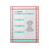 Teal Red Roses Sugar Skull Daily Meal Plan ノートパッド (回転)