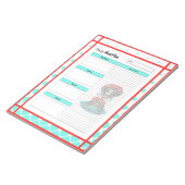 Teal Red Roses Sugar Skull Daily Meal Plan ノートパッド (アングル)