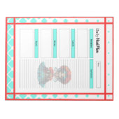 Teal Red Roses Sugar Skull Daily Meal Plan ノートパッド (正面)