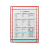 Teal Red Roses Sugar Skull Grocery List ノートパッド (回転)