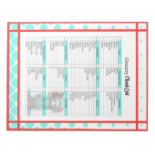 Teal Red Roses Sugar Skull Grocery List ノートパッド (正面)