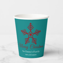 Teal Red Simple Merry Christmas Design Paper Cup 紙コップ