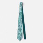 Teal Retro Dots Pattern Neck Tie ネクタイ (正面)