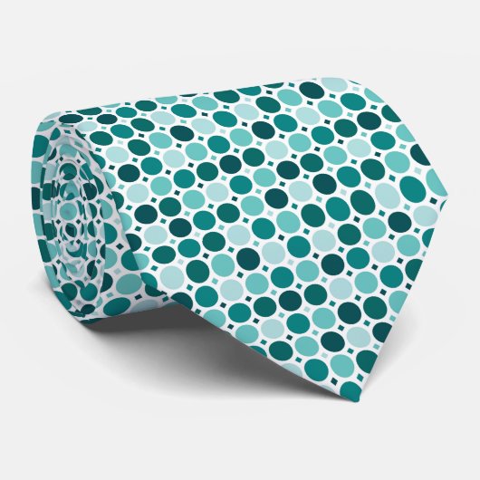 Teal Retro Dots Pattern Neck Tie ネクタイ (ロール)