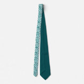 Teal Retro Dots Pattern Neck Tie ネクタイ (裏面)