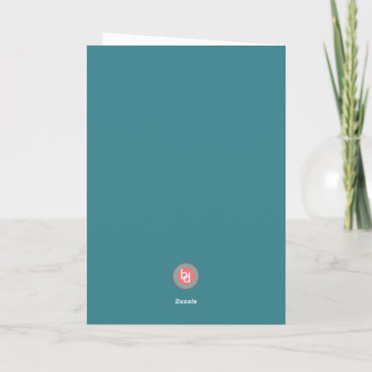Teal Retro Pattern Thank You Card Funny Gratitude カード (裏面)