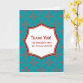 Teal Retro Pattern Thank You Card Funny Gratitude カード (黄色い花)
