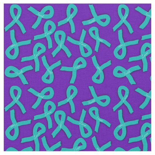 Teal Ribbons ファブリック (クローズアップ)