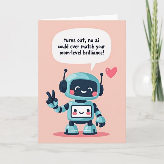 Teal Robot Sweet Mothers Day Card カード (正面)