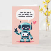 Teal Robot Sweet Mothers Day Card カード (黄色い花)