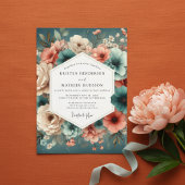 Teal Rose Enchanted Romance Wedding 招待状